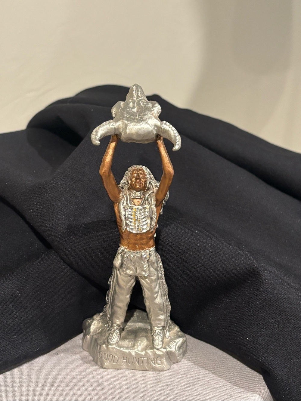 Peter C Sedlow signed Pewter  'Good Hunting' Native Figurine